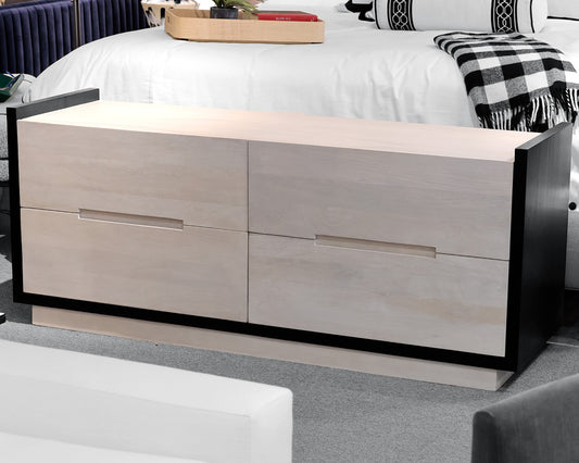 CB2 Beaufort 66" Whitewashed Wood 4-Drawer Dresser
