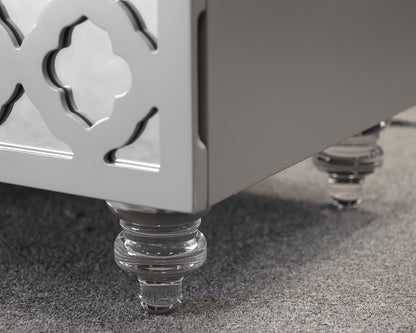 Pair of Grey Nightstands with Mirrored Drawer Fronts