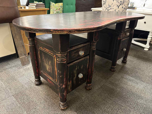 Weathered Black Kidney Desk