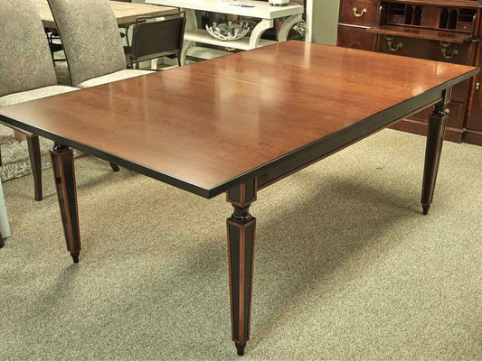 Custom Italian Country Dining Table in Cherry and Black with Leaves