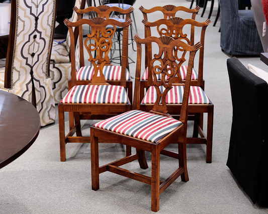 Set of 5 Chippendale Style Maple Dining Chairs