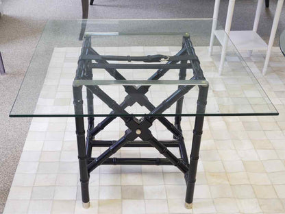 Black Bamboo Base With Glass Top Dining Table