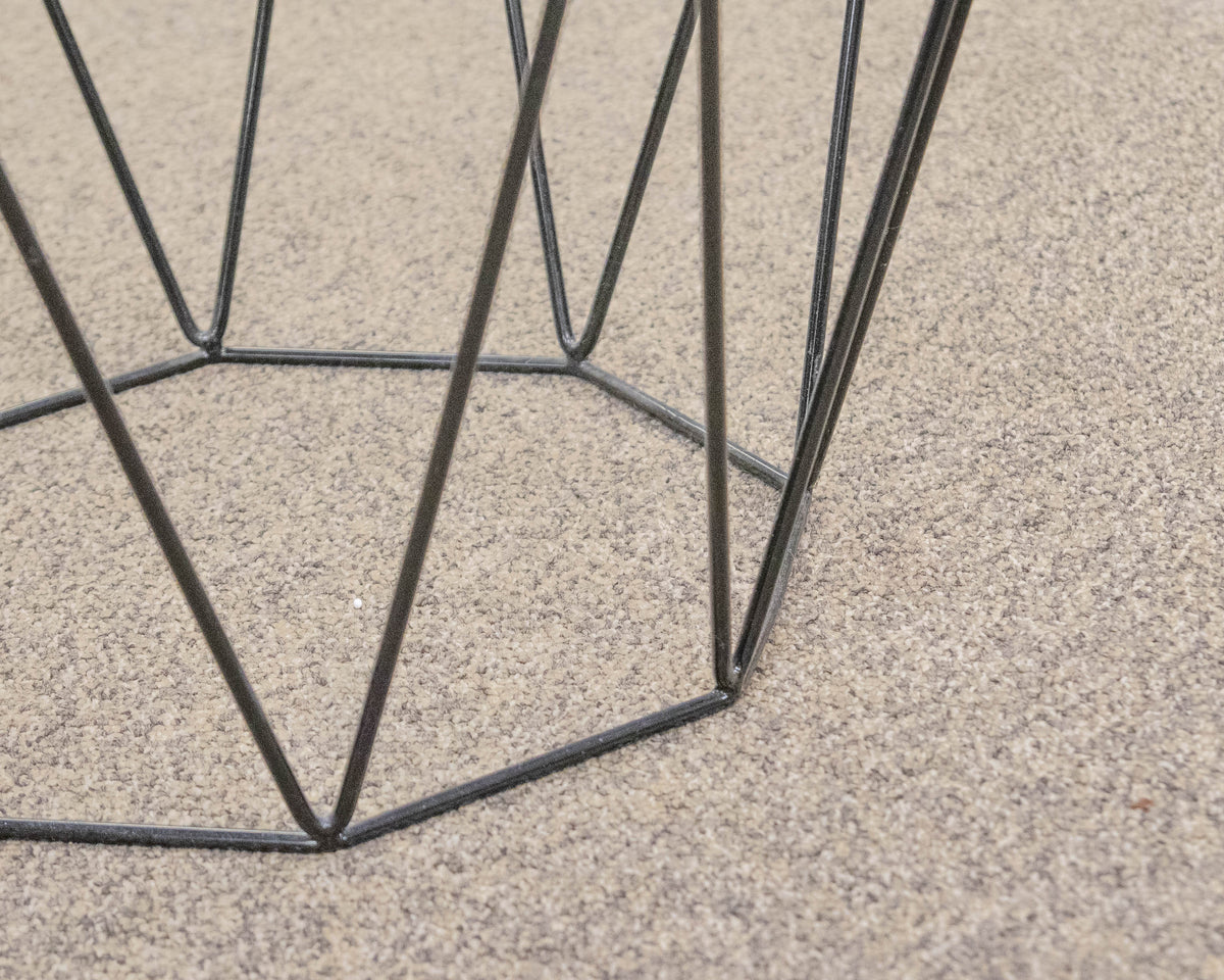 Roche Bobois 'Precious ' Glass Top Octagon Side Table with Black Wire Base