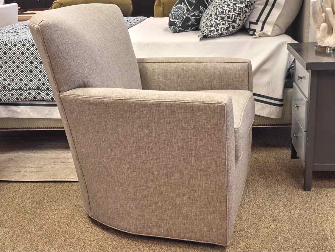 Pair of Ethan Allen 'Turner' Swivel Chairs in Light Gray