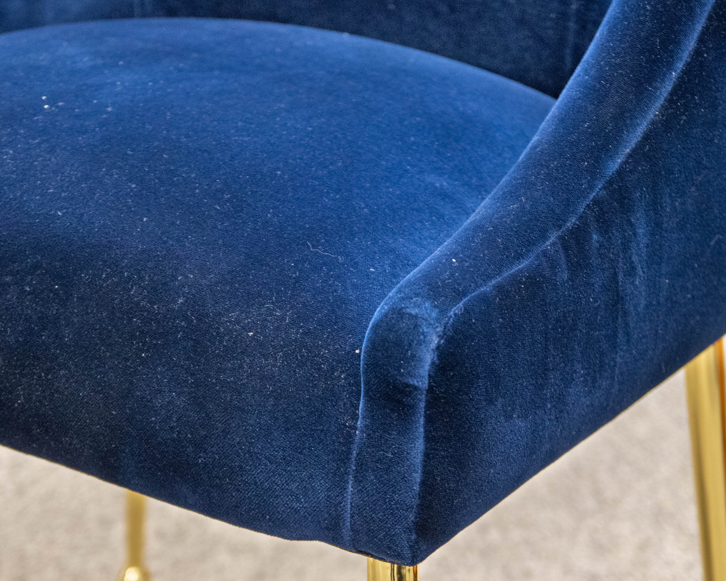 Pair of Anthropologie 'Elowen' Navy Velvet Upholstered Dining Chairs