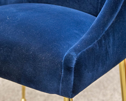 Pair of Anthropologie 'Elowen' Navy Velvet Upholstered Dining Chairs