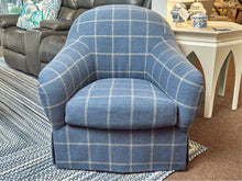 Mclaughlin Upholstering Co.  Barrel Shape Plaid Blue Wool Felt Blend Chair