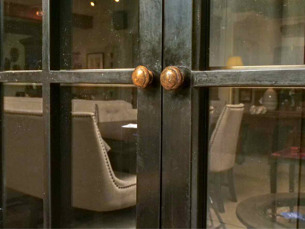 Black Finish 3 Piece Stackable 12 Glass Pane Door Display Cabinet