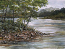 "Serenity 2 Peaceful Landscape" Matted Print in Silver Beaded Frame