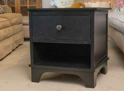 Black Finish 1 Drawer &  Lower Shelf Side Table