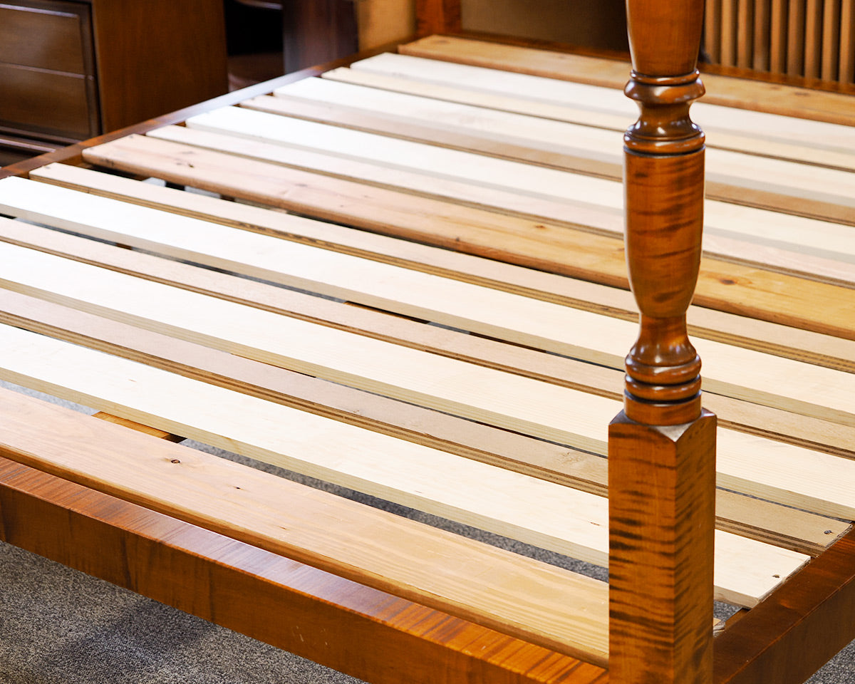 Four Poster King Platform Bed in Tiger Maple