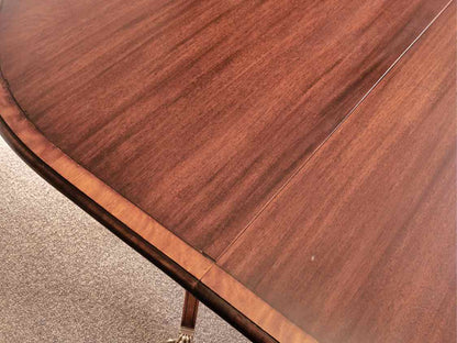 Benchmade Mahogany Double Pedestal Dining Table with Tulip Wood Border