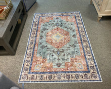 Bo-Ho India Design Washable Area Rug in Brick & Green