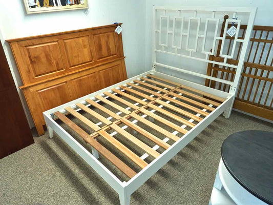 West Elm  Ivory Full Bed with Cut Out Headboard