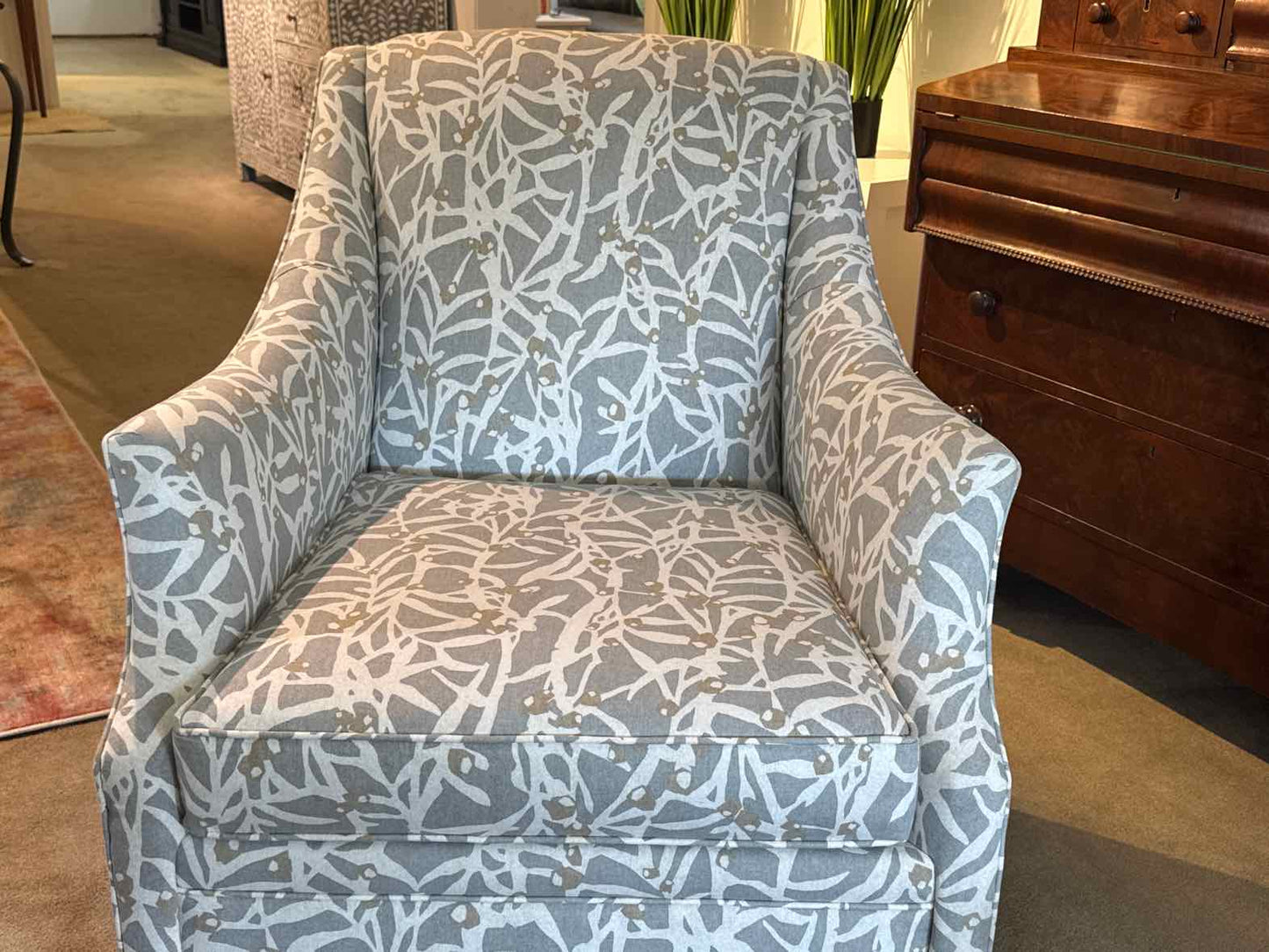 Sam Moore'Aviva'  Origami Branch  Platinum& Beige Accent Upholstery Arm Chair