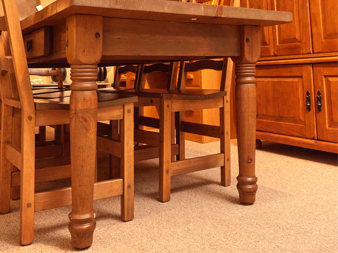 Domain Pine Plank Top Table &  8 Ladder Back Chair Set