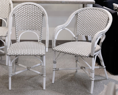 Set of 6 Outdoor Rattan Wrapped Metal Dining Chairs