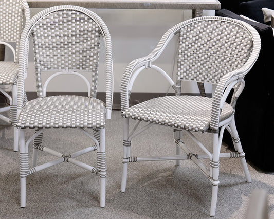 Set of 6 Outdoor Rattan Wrapped Metal Dining Chairs