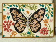 Framed Embroidered  Butterfly and Flowers Wall Decor