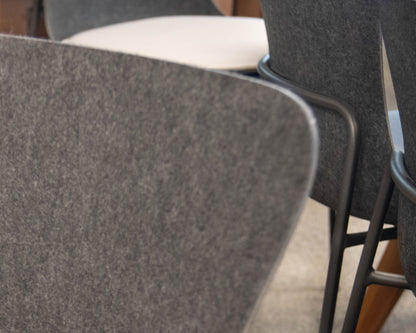 Set of 6 Ligne Roset Ettoriano Charcoal Felt Dining Chairs