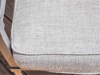 RH Gun Metal Gray Outdoor Lovesofa with Dove Grey Upholstered Cushions