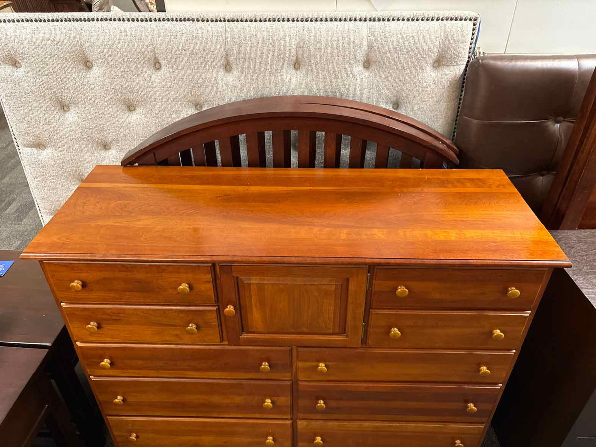 Cherry 10-Drawer Dresser and Mirror