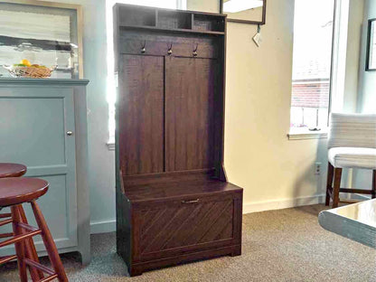 Rustic Dark Stain Hall Tree