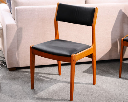 Four Solid Teak Chairs w/ Black