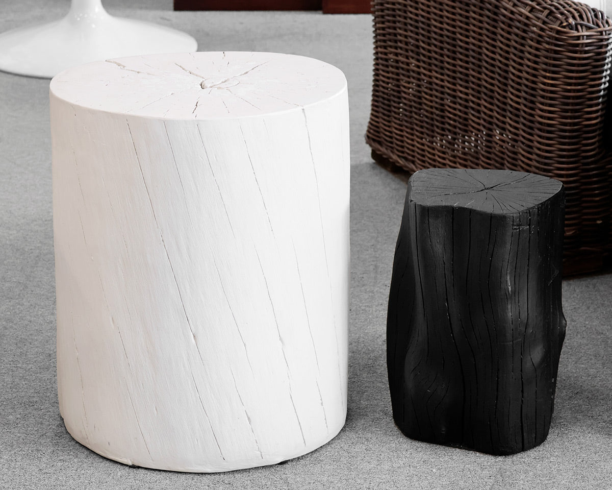 Set of two White and Black Tree Outdoor Side Stumps