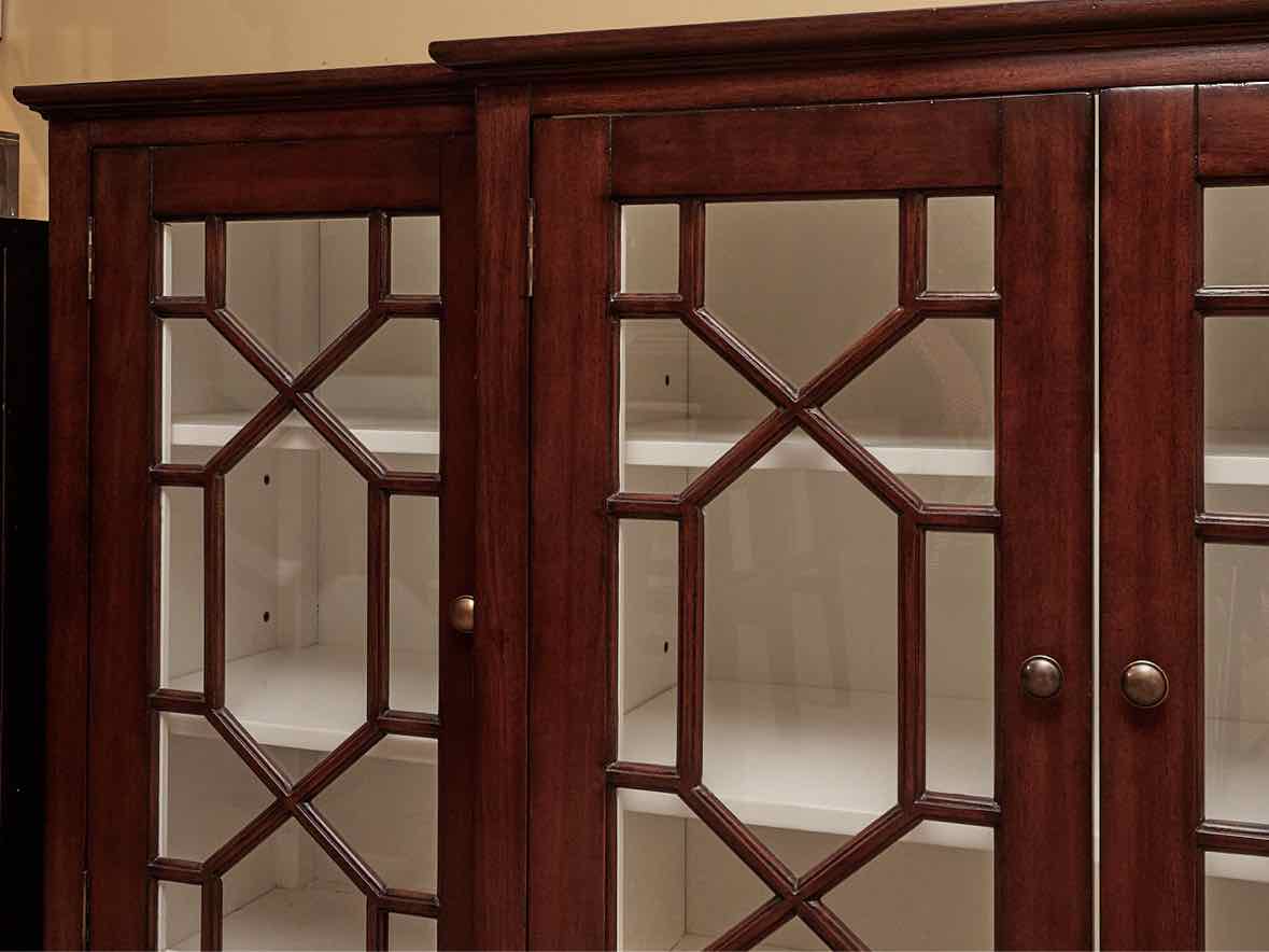 Mahogany 4 Glass Door Sideboard with White Interior