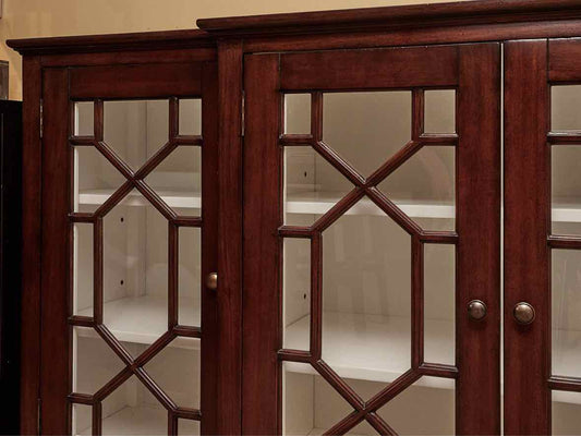Mahogany 4 Glass Door Sideboard with White Interior
