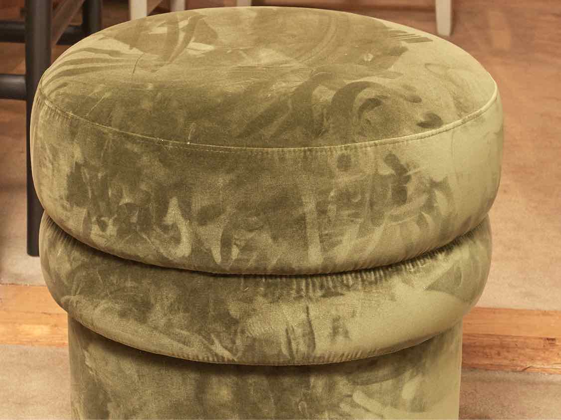 Moss Green Velvet Upholstered  Stool
