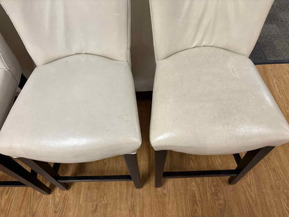 Set of 4 Beige Leather Counter Stools