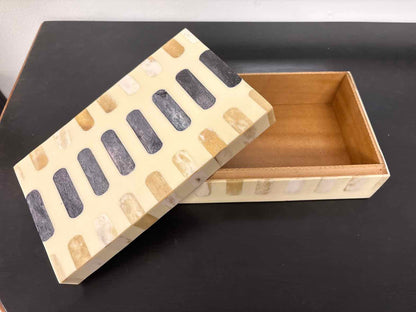 Medium Decorative Box in Buttermilk with Bone Inlay