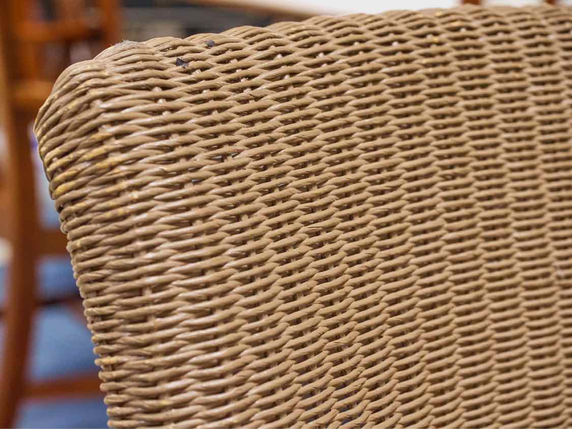 Set of 4 Janus et Cie Taupe Wicker Chairs