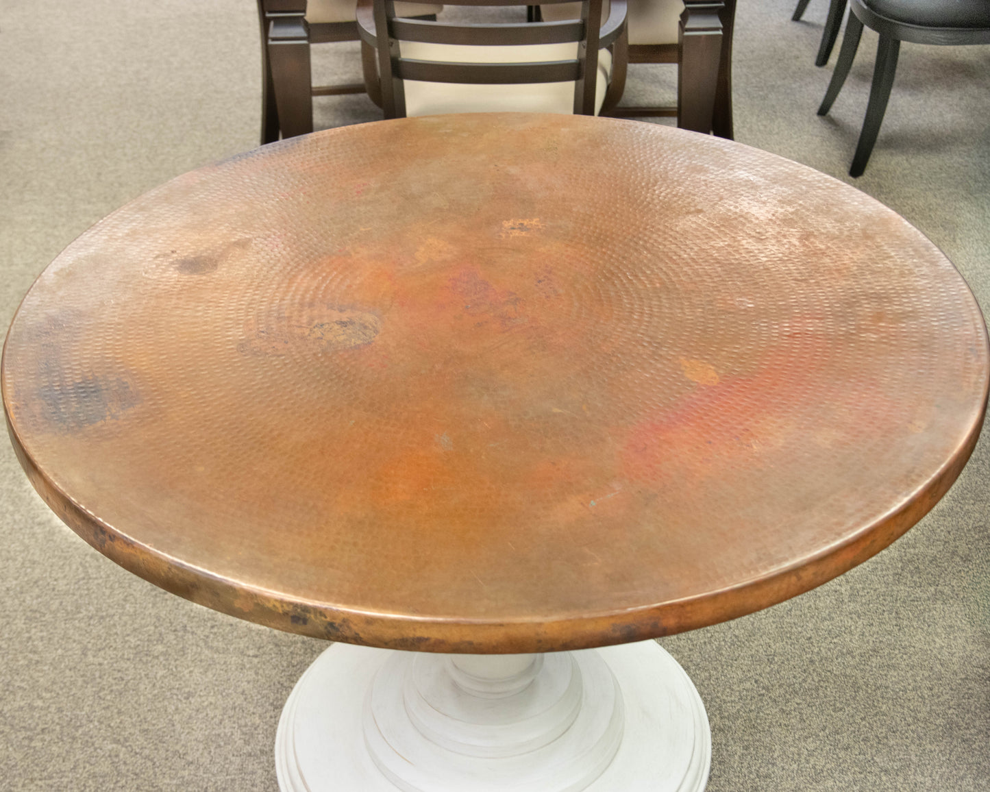 Bassett Hammered Copper Dining Table & Set of Four Chairs