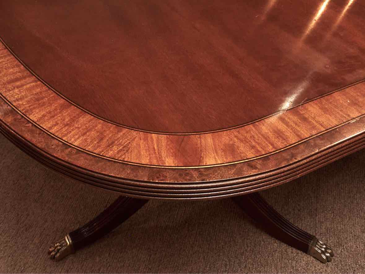 Ethan Allen Mahogany Double Pedestal Dining Table