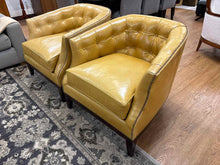 Pair of Leathercraft Mustard Leather Barrel Chairs