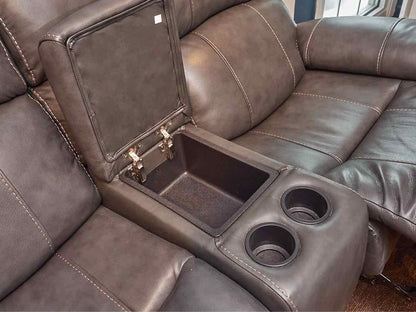 Grey Leather 2 Chair Power Recliner