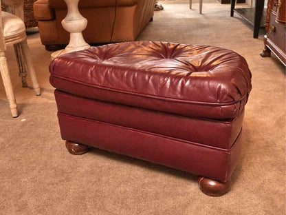 Bradington Young Reclining Back 'Burgundy Wine' Tufted Leather  Chair & Ottoman