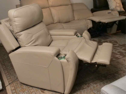 Motomotion Tan Leather Illuminated Cup Holders  Power Chair  Recliner