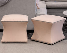 Pair of Curved Square Upholstered Ottomans