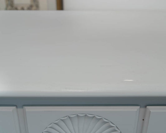 Kling Tall Chest in Light Blue Finish with Spoon Feet