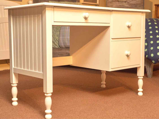 Pottery Barn Catalina White 3 Drawer Beadboard Side Accents  Desk
