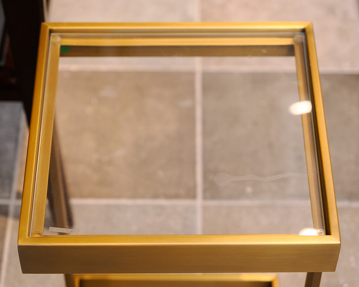 Pair of RH Brass Square Side Tables