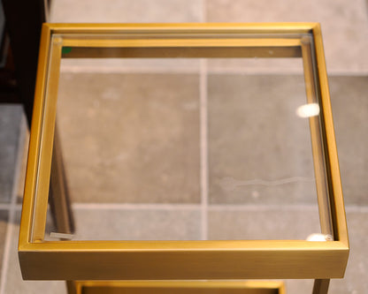 Pair of RH Brass Square Side Tables