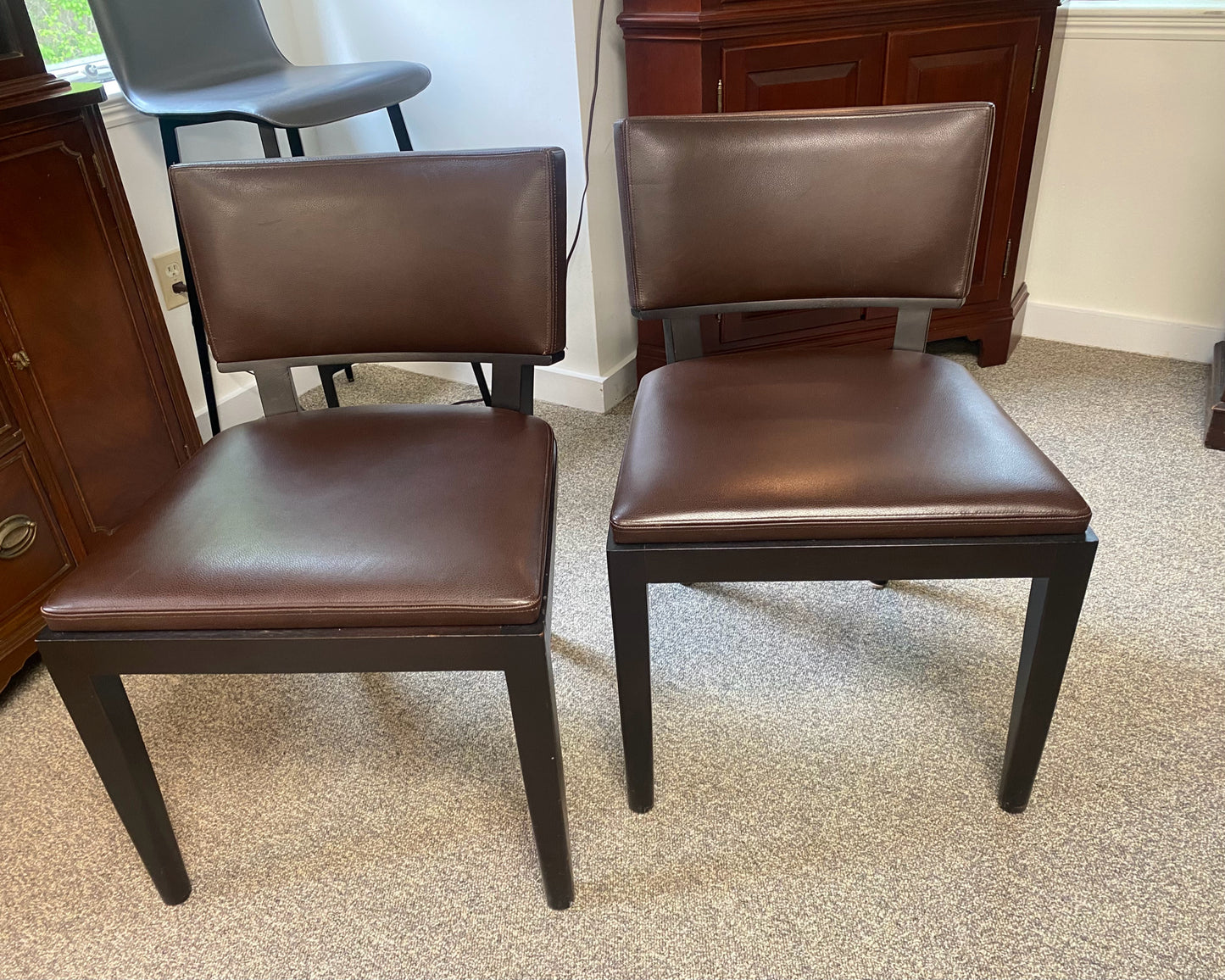 Pair of Holly Hunt Mahogany & Chocolate Dining Chairs
