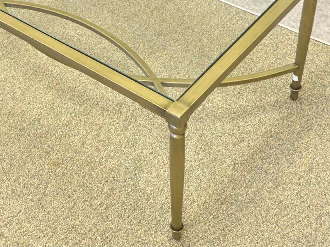 Brass Base Cocktail Table With Glass Top