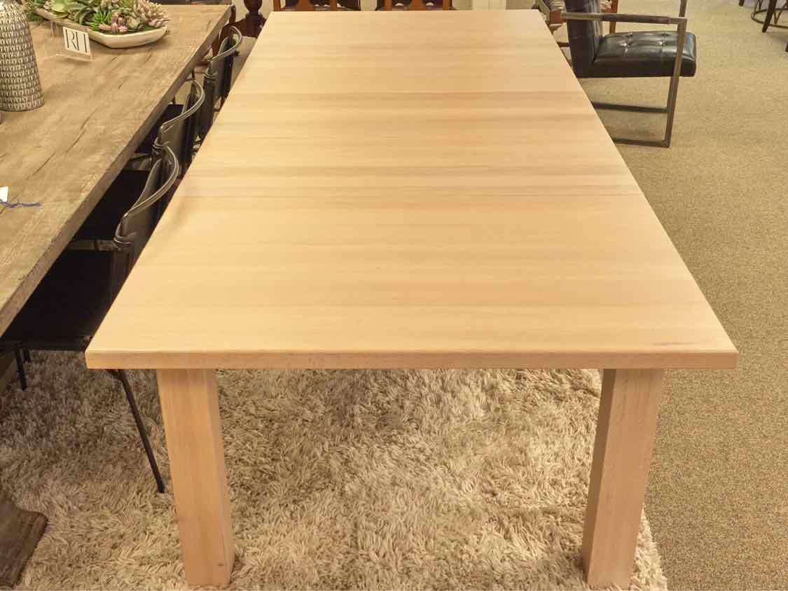 Custom Built Limed Solid Oak  Dining Table with 3 Leaves