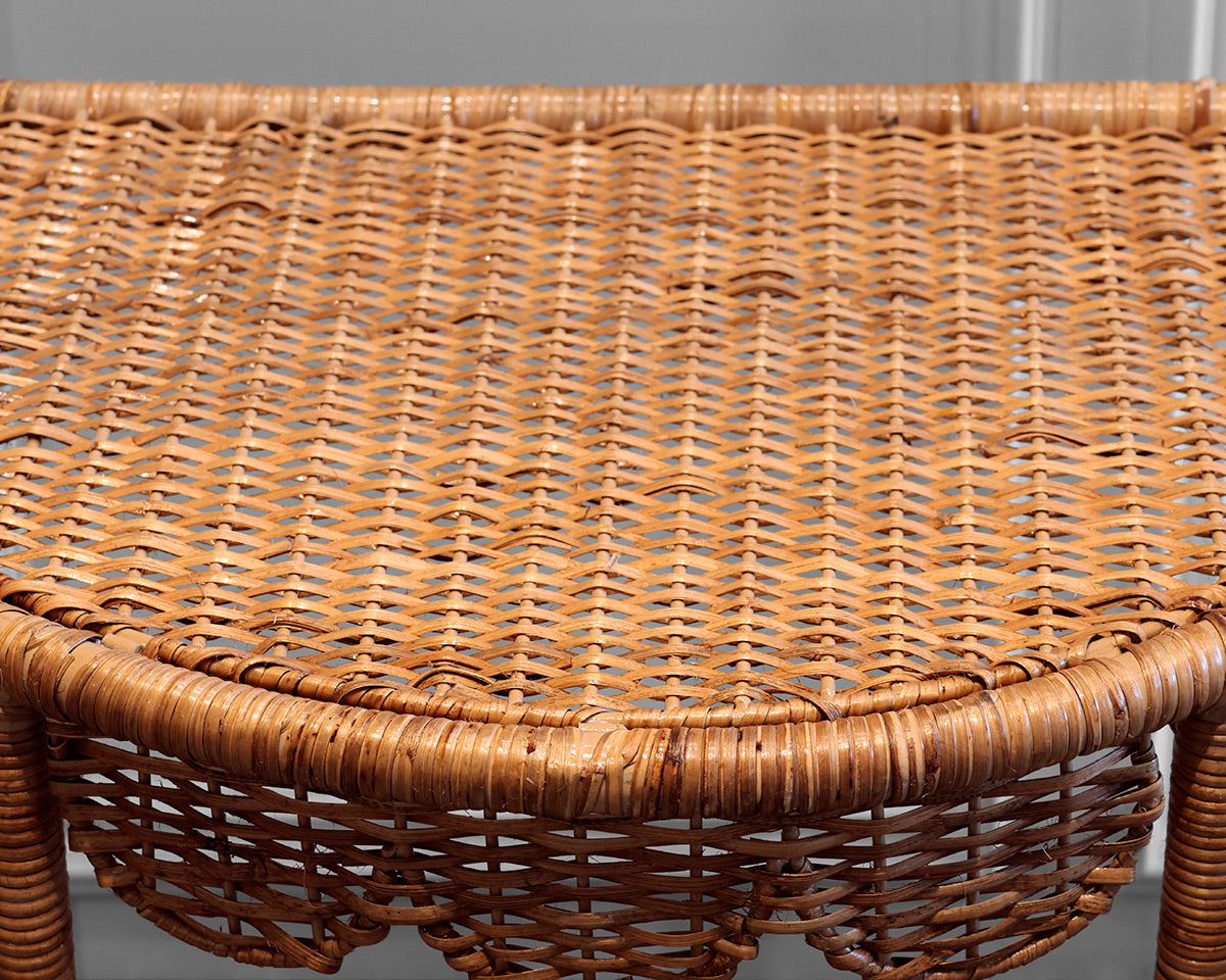 Pair of Rattan Demi Lune Accent Tables